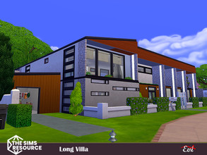 Sims 4 — Long villa_ No CC by evi — A three bedroom villa built on two floors with its own pool