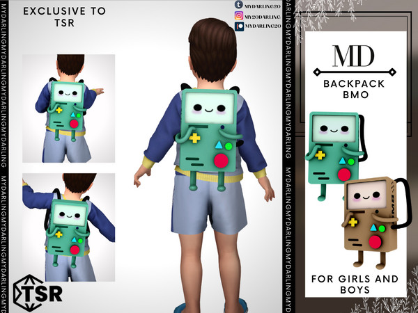 Sims 4 — Backpack BMO TODDLER by Mydarling20 — new mesh base game compatible all lods all maps 6 color the texture of