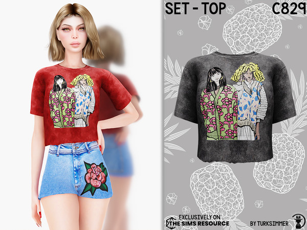 Sims 4 — Set-Top C829 by Daph's — 5 Swatches Compatible with HQ mod Works with all of skins Custom Thumbnail New Mesh All