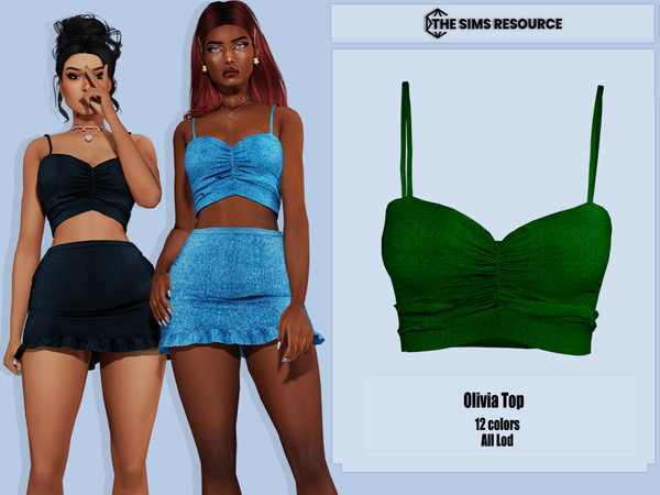 Sims 4 — Olivia Top by couquett — top for your sims 12 swatches Custom thumbnail Base game compatible this have all map