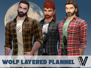 Sims 4 — Wolf Layered Flannel by SimmieV — Ok, so you obviously wore this the last time you were sparring, but hey it