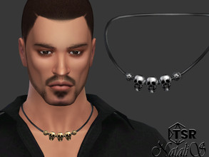 Sims 4 — Mens skull charms necklace by Natalis — Mens skull charms necklace. 3 metal color options. Male adult-elder. HQ