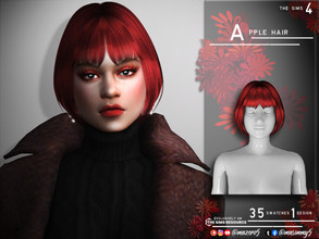 Sims 4 — Apple Hair by Mazero5 — An elegant simple apple haircut style 35 Swatches to choose from Color varies from light
