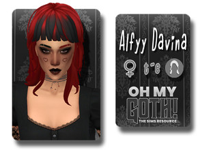Sims 4 — [OH MY GOTH] Davina Hairstyle by Alfyy — Alfyy Davina Hairstyle *Part of the OH MY GOTH! Collab* You can support