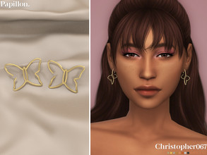 Sims 4 — Papillon Earrings by christopher0672 — This is a sassy pair of big butterfly hoop earrings. 8 Colors New Mesh by