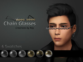 Sims 4 — Chain Glasses by RoyIMVU — Chain Glasses in a few metallic tones. For sims that want to wear glasses (that do