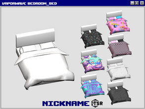 Sims 4 — vaporwave bedroom bed by NICKNAME_sims4 — vaporwave bedroom set 8 package files. -vaporwave bedroom_television