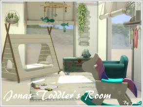 Sims 4 — Jonas Toddler's Room by philo — This bright white toddler's bedroom with blue nautical accents is for your sims