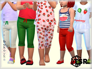 Sims 4 — Pants Strawberry  by bukovka — Pants for toddler girls. Installed standalone, new mesh is mine, included,
