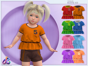 Sims 4 — Toddler Girl Blouse 162 by RobertaPLobo — :: Toddler Girl Blouse 162 - Numbers Collection - TS4 :: 8 swatches ::