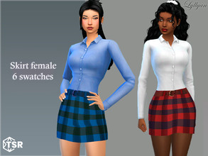 Sims 4 — Skirt Karoline by LYLLYAN — Skirt short female in checkered print in 6 swatches. 