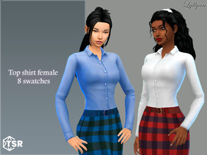Sims 4 — Top shirt female Priscila by LYLLYAN — Top shirt female in bright colors in 8 swatches. 