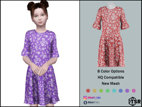 Sims 4 — Dress No. 42 by Praft — Praft Dress No. 42 - 8 Colors - New Mesh (All LODs) - All Texture Maps - HQ Compatible -