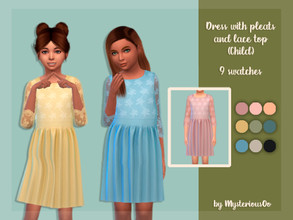 Sims 4 — Dress with pleats and lace top Child by MysteriousOo — Dress with pleats and lace top for kids in 9 colors