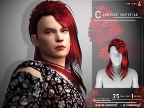 Sims 4 — Clarence Hairstyle by Mazero5 — Brush style on one side with a long hair on both sides 35 Swatches to choose