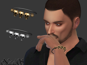 Sims 4 — Mens skull charms bracelet by Natalis — Mens skull charms bracelet. 3 metal color options. Male adult-elder. HQ