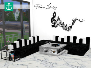 Sims 4 — Piano Living by zarkus — Piano Living is a living room inspired by music The set is composed by: - Modular
