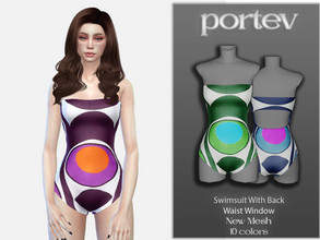 Sims 4 — Swimsuit With Back  Waist Window by portev — New Mesh 10 colors All Lods For female Teen to Elder