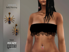 Sims 4 — Oh My Goth! Spider Bellly Piercing (Edited Skins) by Suzue — -New Mesh (Suzue) -8 Swatches -For Female (Teen to