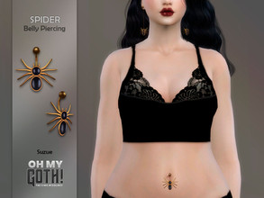 Sims 4 — Oh My Goth! Spider Bellly Piercing (Basic Skins) by Suzue — -New Mesh (Suzue) -8 Swatches -For Female (Teen to