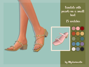 Sims 4 — Sandals with pearls on a small heel by MysteriousOo — Sandals with pearls on a small heel in 15 colors