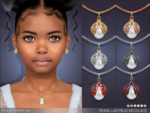 Sims 4 — Pearl Ladybug Necklace For Kids by feyona — Pearl Ladybug Necklace For Kids comes in 6 colors of metal: yellow
