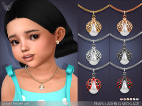 Sims 4 — Pearl Ladybug Necklace For Toddlers by feyona — Pearl Ladybug Necklace For Toddlers comes in 6 colors of metal: