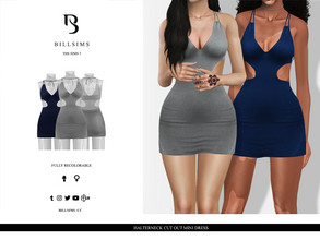 Sims 3 — Halterneck Cut Out Mini Dress by Bill_Sims — This dress features cut out sides and a plunge neckline in a mini