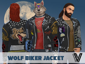 Sims 4 — Wolf Biker Jacket by SimmieV — Are you a Big Bad Wolf? At least you can look like one, with this set of 8 biker