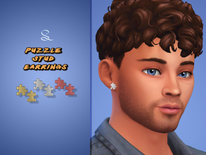 Sims 4 — Puzzle Stud Earrings for Adults by simlasya — All LODs New mesh 5 swatches Teen to elder HQ compatible Custom
