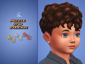 Sims 4 — Puzzle Stud Earrings for Toddlers by simlasya — All LODs New mesh For toddlers 5 swatches HQ compatible Custom