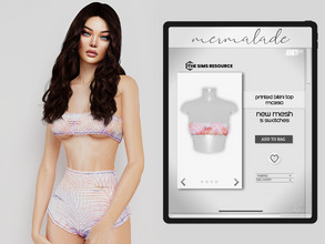 Sims 4 — Printed Bikini Top MC390 by mermaladesimtr — New Mesh 5 Swatches All Lods Teen to Elder For Female