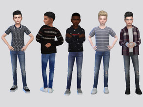 Sims 4 — Hutch Denim Jeans Boys by McLayneSims — TSR EXCLUSIVE Standalone item 5 Swatches MESH by Me NO RECOLORING Please