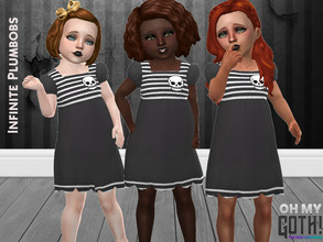 Sims 4 — Oh My Goth - IP Toddler Stripy Skull Dress by InfinitePlumbobs — Stripy Skull Dress for Toddlers - 1 Swatch -