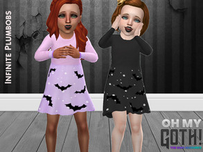 Sims 4 — Oh My Goth - Toddler Bat Dress by InfinitePlumbobs — Toddler Dress with Stars and Bat in Black or Pastel - 2