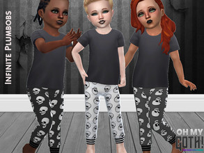 Sims 4 — Oh My Goth - Toddler Skull Joggers by InfinitePlumbobs — Joggers for Toddlers with Skull Pattern - 6 Swatches -