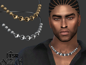 Sims 4 — Mens skull necklace v2 by Natalis — Mens skull necklace v2. 3 metal color options. Male adult-elder. HQ mod