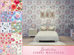 Sims 4 — Floral Wallpaper by Creptella — 10 different floral patterns for your walls.