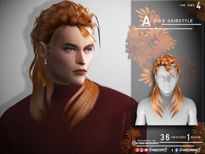 Sims 4 — Arias Hairstyle by Mazero5 — Combed or brush back with a long hair on both sides 36 Swatches to choose from