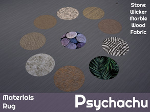 Sims 4 — Materials Rug by Psychachu — (10 swatches) - Including such classics as: Stone, Wood, Marble, Wicker, and