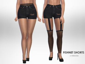 Sims 4 — Fishnet Shorts by Puresim — Black shorts with fishnet. 2 swatches.