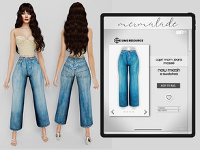 Sims 4 — Capri Mom Jeans MC395 by mermaladesimtr — New Mesh 8 Swatches All Lods Teen to Elder For Female