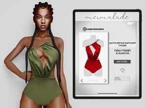 Sims 4 — Asymmetrical Swimwear MC396 by mermaladesimtr — New Mesh 15 Swatches All Lods Teen to Elder For Female 