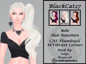 Sims 4 — Nilyn Bebe Hair Retexture (MESH NEEDED) by BlackCat27 — A long, wavy side ponytaul for your lady Sims, mesh by