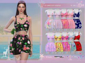 Sims 4 — SUMMER OUTFIT  NENUPHAR by DanSimsFantasy — Set for tropical environments, consisting of a short sleeveless top