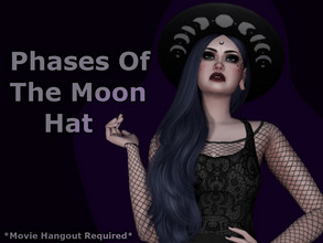 Sims 4 — Phases Of The Moon Hat by simsloverxyz — Black brimmed hat with the moon phases on the inside.