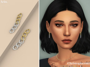 Sims 4 — Arin Earrings by christopher0672 — This is an edgy and fun pair of two-tone chain earrings. 8 Solid Metal Tones