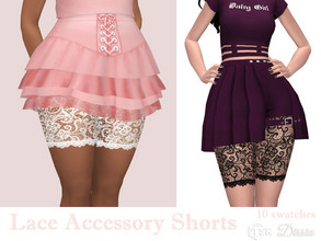 Sims 4 — Lace Accessory Shorts by Dissia — Cute lace accessory shorts in black or white color and five different lengths