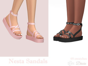 Sims 4 — Nesta Sandals by Dissia — Comfty sandals with a lot of straps ;) Available in 48 swatches