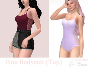 Sims 4 — Rue Bodysuit (Top) by Dissia — Sleeveless bodysuit with lace on both sides ;) Available in 47 watches
